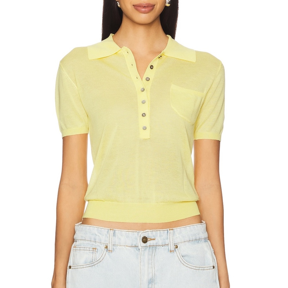 Lioness Light Yellow Button Down Polo Shirt